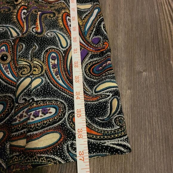 Vintage Vivi Womens Paisley Button Down Dress S Black Shawl Neck Sheer Sleeve - Picture 12 of 14